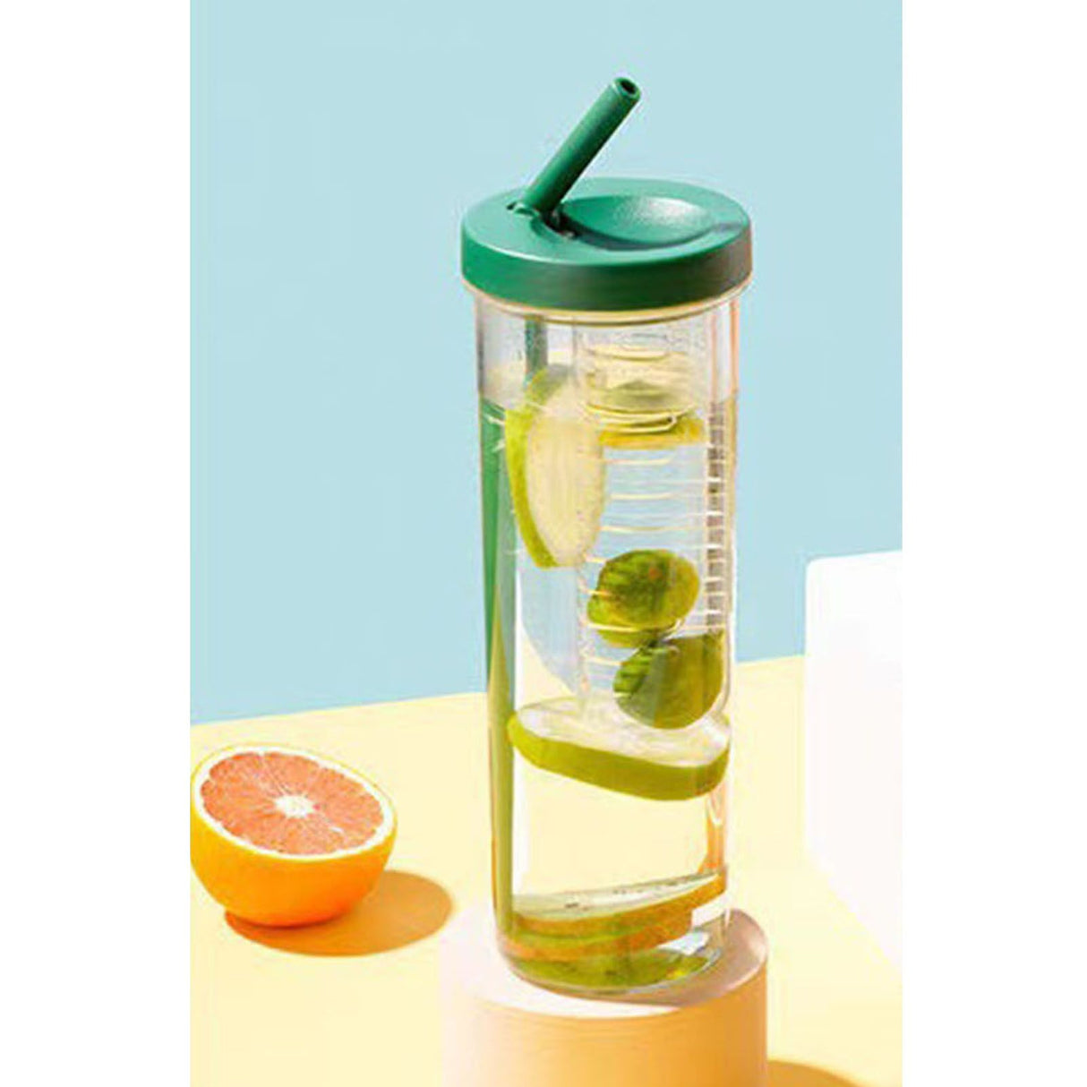 700ml Straw Cup Transparent Plastic Water Bottle with Straw Portable Juice Cup Drinking Bottle Grass Green