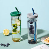 700ml Straw Cup Transparent Plastic Water Bottle with Straw Portable Juice Cup Drinking Bottle Grass Green - Extra Image
