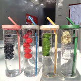 700ml Straw Cup Transparent Plastic Water Bottle with Straw Portable Juice Cup Drinking Bottle Grass Green