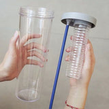 700ml Straw Cup Transparent Plastic Water Bottle with Straw Portable Juice Cup Drinking Bottle Gray - Rear View