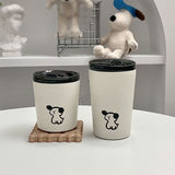 Insulated Cup Vacuum with Lid Frosted Stainless Steel Small Accompanying Thermal for Coffee Water Cute Puppy Pattern 360ml - Extra Image