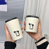Insulated Cup Vacuum with Lid Frosted Stainless Steel Small Accompanying Thermal for Coffee Water Cute Puppy Pattern 360ml - Extra Image