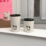 Insulated Cup Vacuum with Lid Frosted Stainless Steel Small Accompanying Thermal for Coffee Water Cute Puppy Pattern 360ml - Extra Image