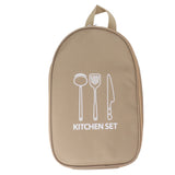Camping Travel Cooking Utensils Bag Travel Cookware Pouch Bag with Handle for BBQ Camp Cookware Kitchen Kit Khaki