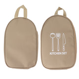 Camping Travel Cooking Utensils Bag Travel Cookware Pouch Bag with Handle for BBQ Camp Cookware Kitchen Kit Khaki - Extra Image