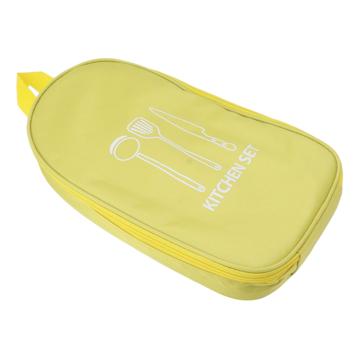 Camping Travel Cooking Utensils Bag Travel Cookware Pouch Bag with Handle for BBQ Camp Cookware Kitchen Kit Yellow
