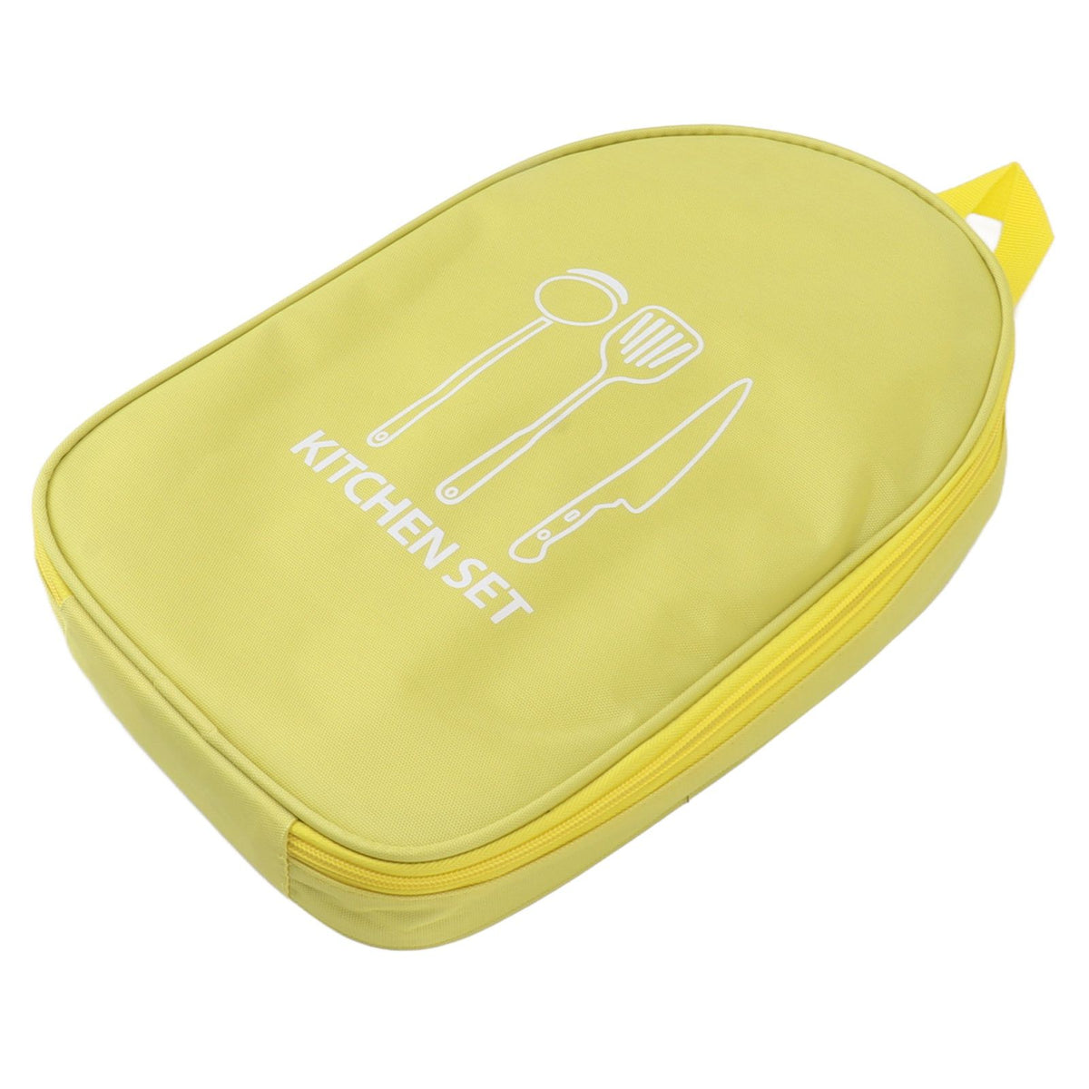 Camping Travel Cooking Utensils Bag Travel Cookware Pouch Bag with Handle for BBQ Camp Cookware Kitchen Kit Yellow