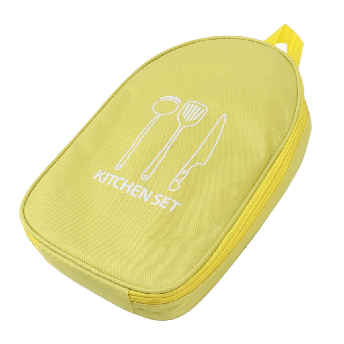 Camping Travel Cooking Utensils Bag Travel Cookware Pouch Bag with Handle for BBQ Camp Cookware Kitchen Kit Yellow