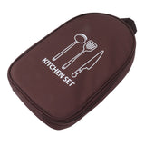 Camping Travel Cooking Utensils Bag Travel Cookware Pouch Bag with Handle for BBQ Camp Cookware Kitchen Kit Brown