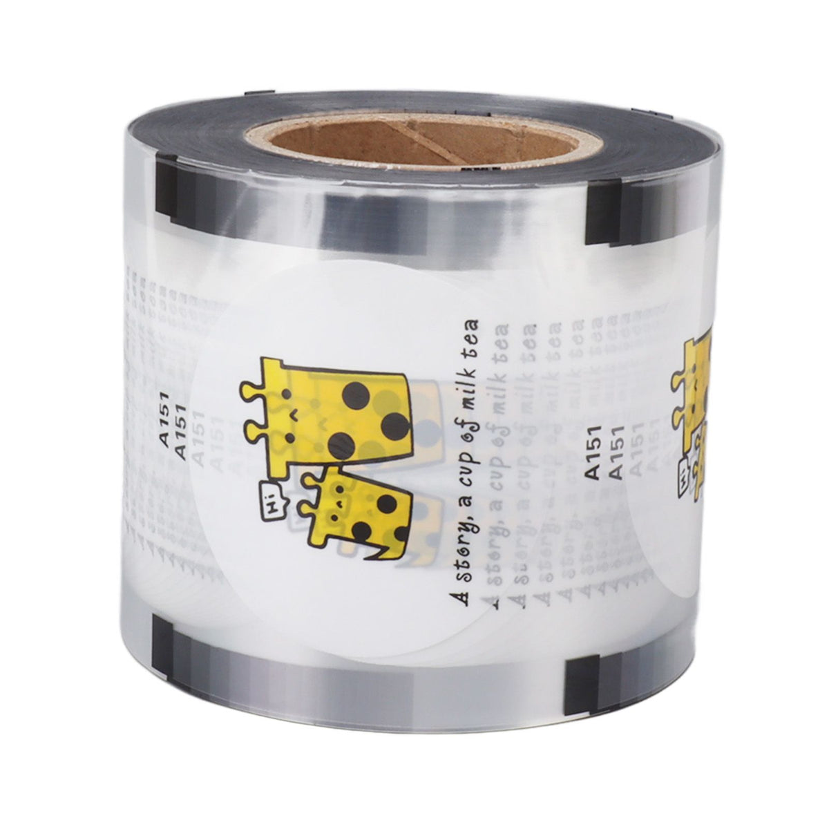 Cup Sealer Film 2000PCS Per Roll CPP Cute Giraffe Pattern Milk Tea Cup Sealing Film for Plastic and Paper Cup 90 to 95mm