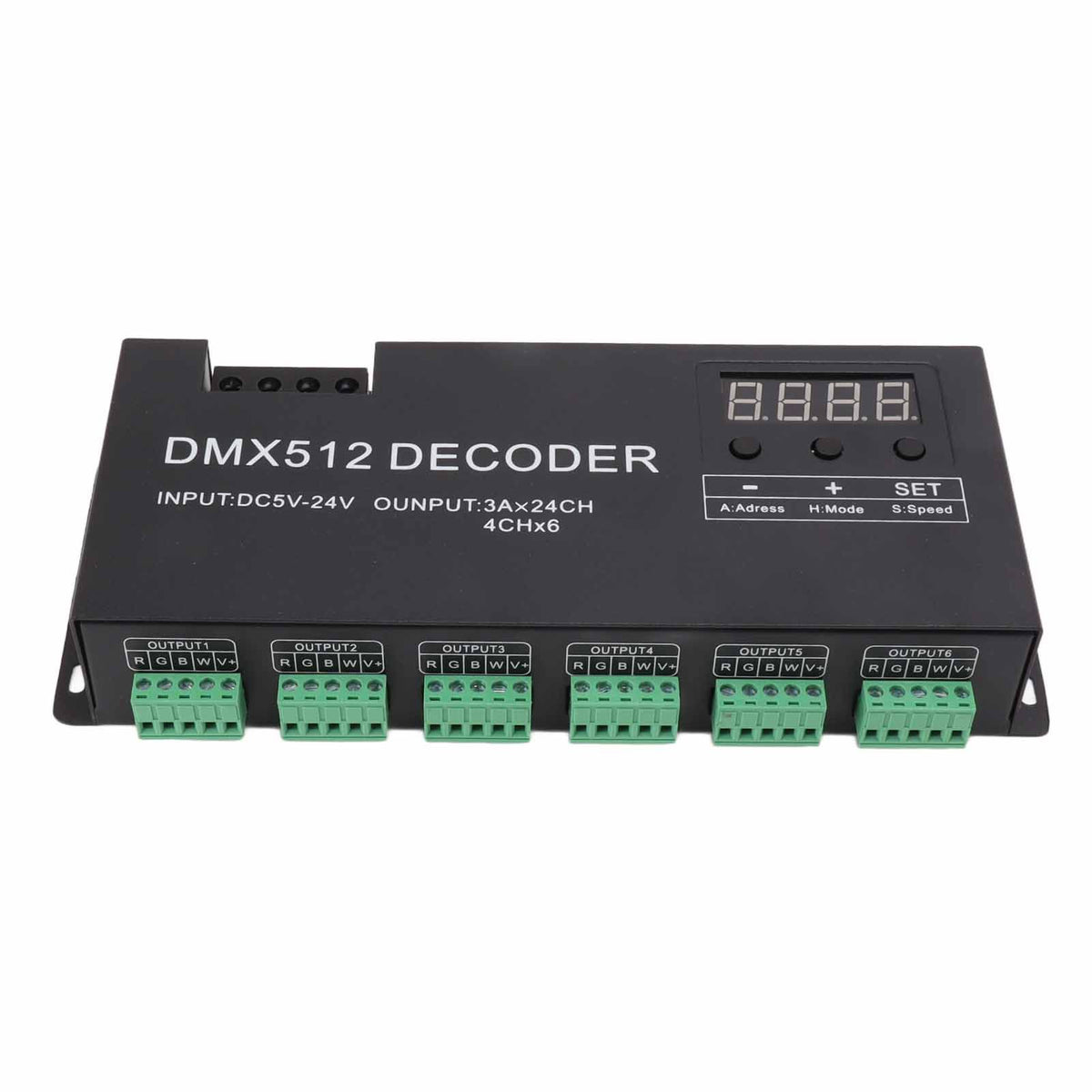 24 Channel DMX Decoder Digital Display RGBW DMX512 Dimming Driver LED Controller for Stage Bar DC5V‑24V