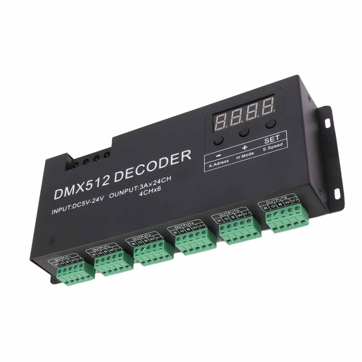 24 Channel DMX Decoder Digital Display RGBW DMX512 Dimming Driver LED Controller for Stage Bar DC5V‑24V