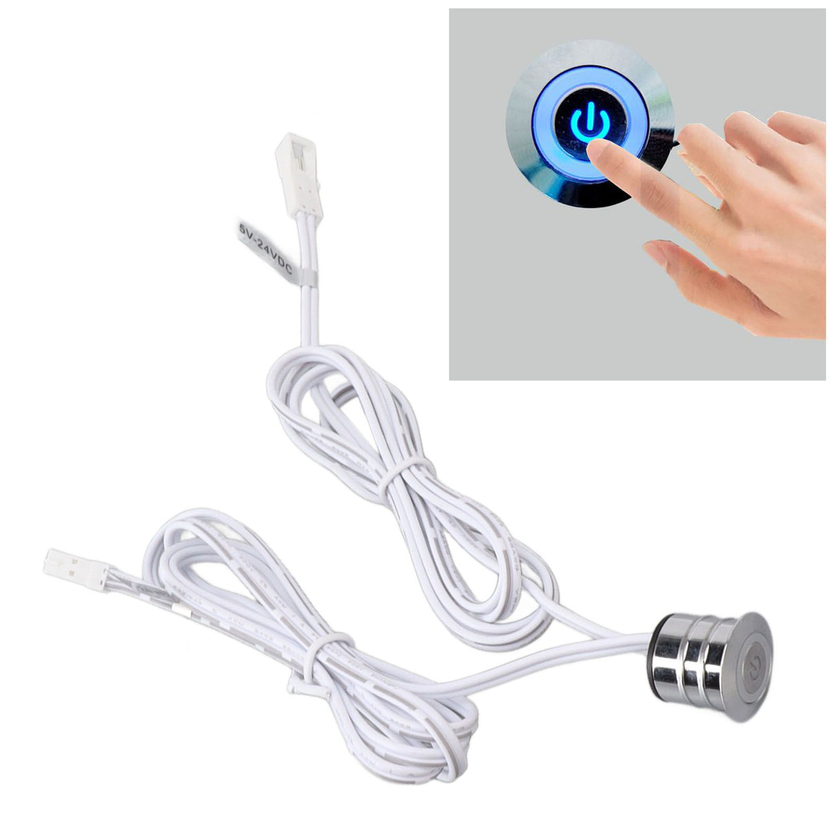 Blue LED Touch Switch Embedded Installation Heat Dissipation Touch Switch for Closet Cabinets Wine Cooler Lights