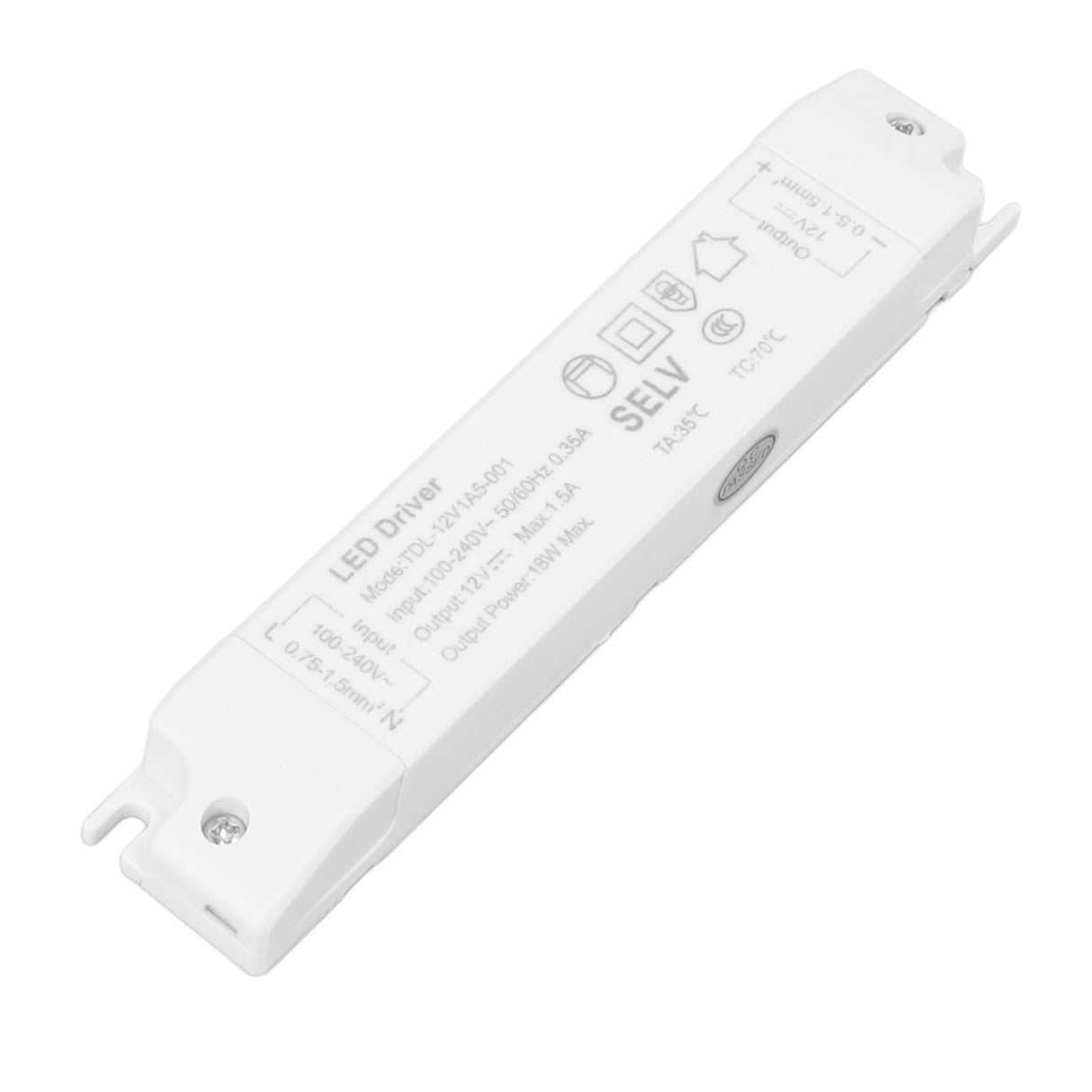 18W LED Transformer Driver DC12V 1.5A ABS Multi Protections LED Power Supply for Home AC100‑240V