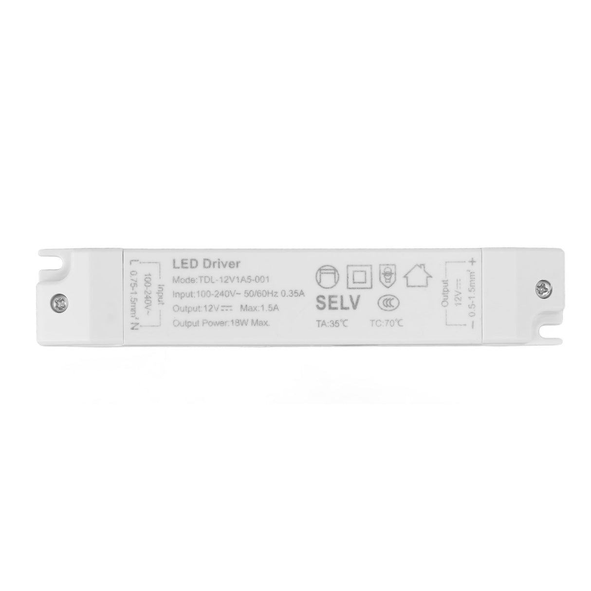 18W LED Transformer Driver DC12V 1.5A ABS Multi Protections LED Power Supply for Home AC100‑240V
