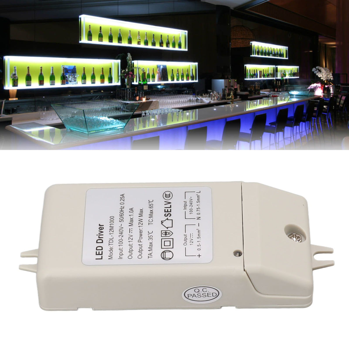 12W DC 12V 1A LED Driver LED Constant Current Drive Power Supply for LED Strip Light AC 100‑240V TDL 12M1000