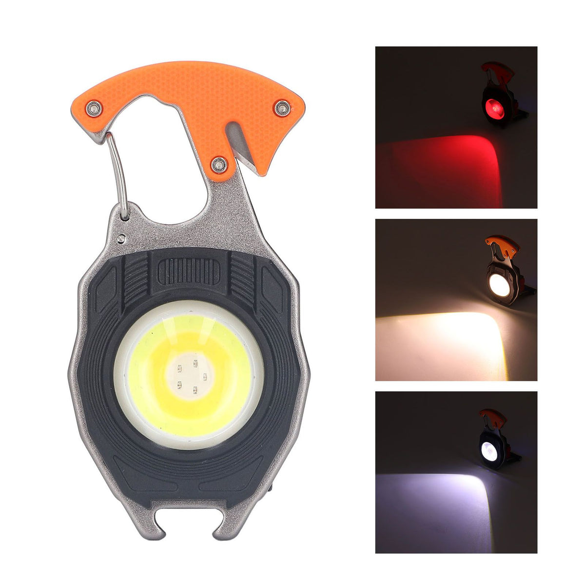 LED Keychain Flashlight Multifunctional Type C Mini Emergency Work Light Pocket Light with Bottle Opener Lighter