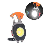 LED Keychain Flashlight Multifunctional Type C Mini Emergency Work Light Pocket Light with Bottle Opener Lighter