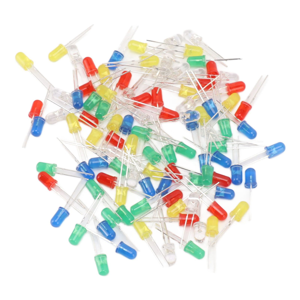 100pcs 5mm LED Diodes Red Green Yellow Blue White Light Emitting Diodes for Appliance DIY Science Project