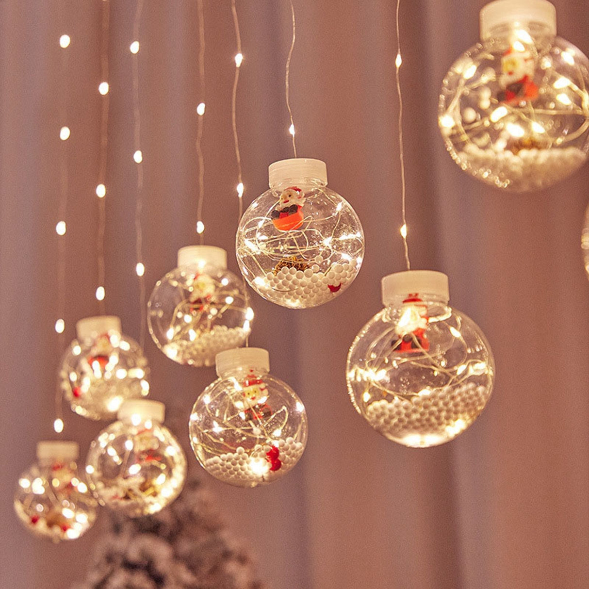 Globe String Lights Santa Style Powered Safe PVC Christmas String Lights for Home Cafe Party