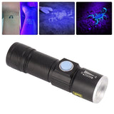 UV Flashlight USB 395nm LED Ultraviolet Black Light Detector for Fluorescent Agent Detection Jade Identification