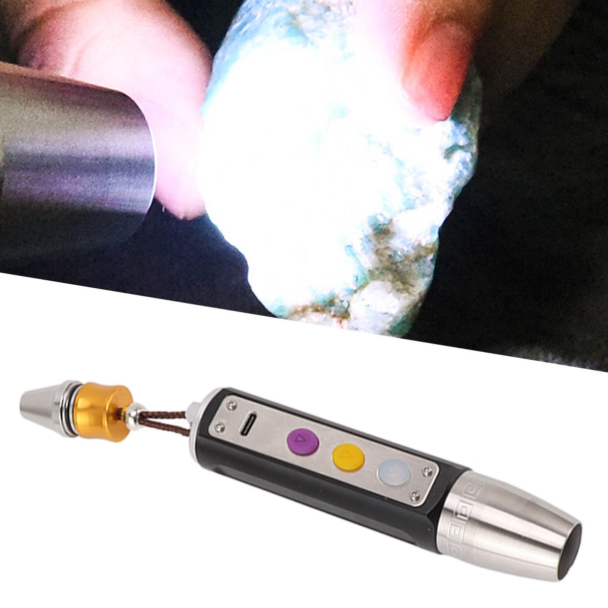 Jade Appraisal Light 3 Light Source Stepless Dimming LED Jade Identification Flashlight for Jewelry Black