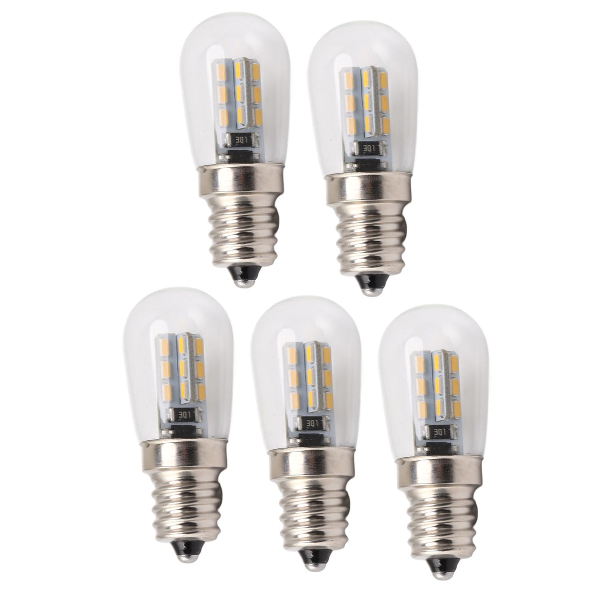 5Pcs E12 LED Bulb High Brightness 120V Fridge Lamp Bulb with 24pcs Bead for Refrigerator Warm Light