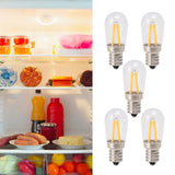 5Pcs Refrigerator Lamp Bulb Low Heat Low Power Consumption E12 LED Fridge Light Bulb 120V Warm Light