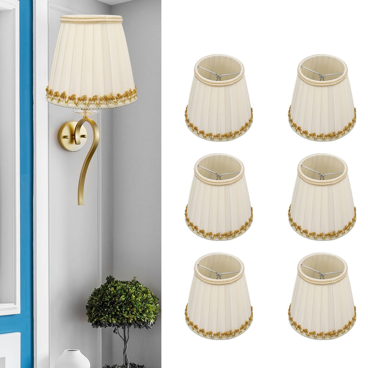 6Pcs Small Lamp Shades Safe Soft Easy Installation Modern Light Weight Table Lampshade for E14 Bulb Bedroom Hotel