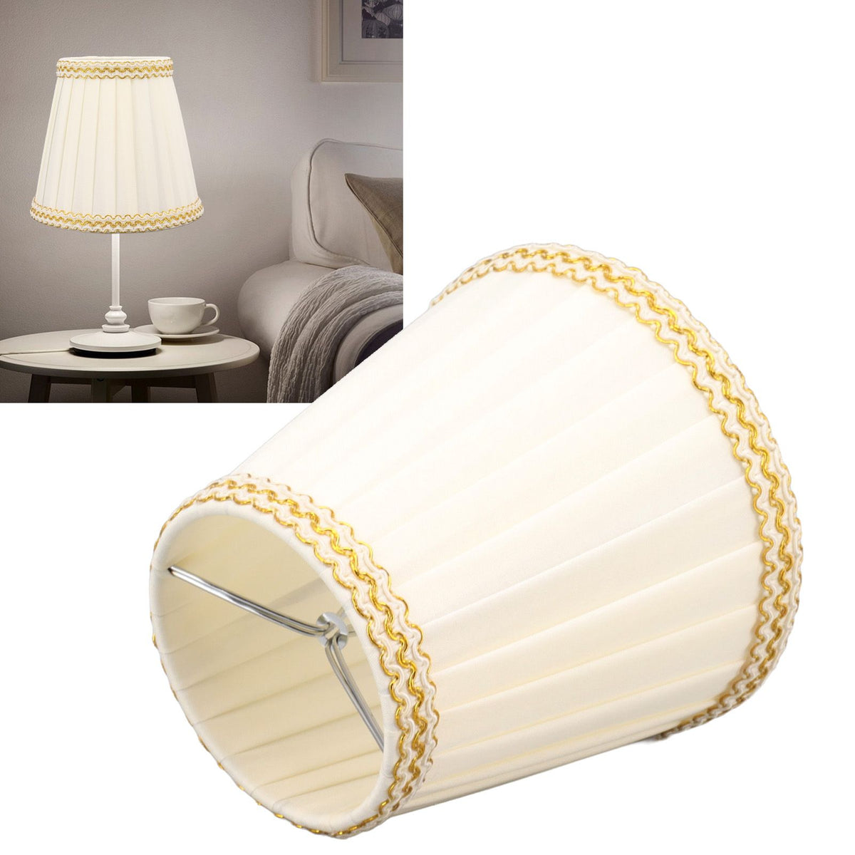6Pcs Small Lamp Shade Clip On Drum Lampshade Cloth for Chandelier Candle Bulbs Lighting Accessories
