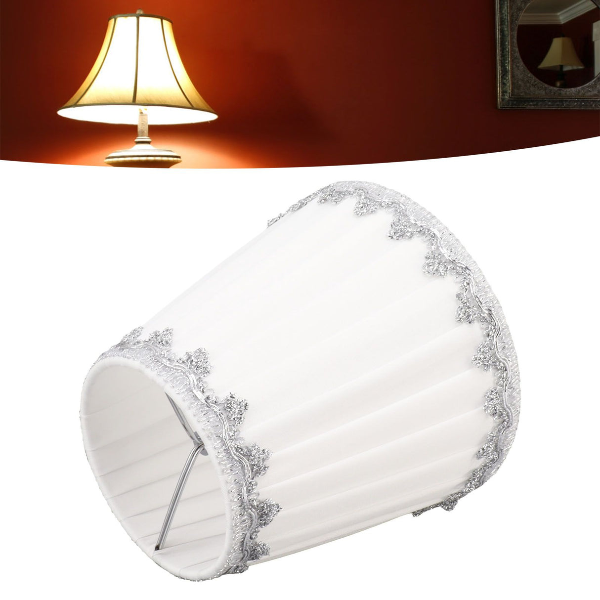 6Pcs Cloth Lampshade Modern Simple Candle Chandelier Light Shade Table Lampshade for Living Room