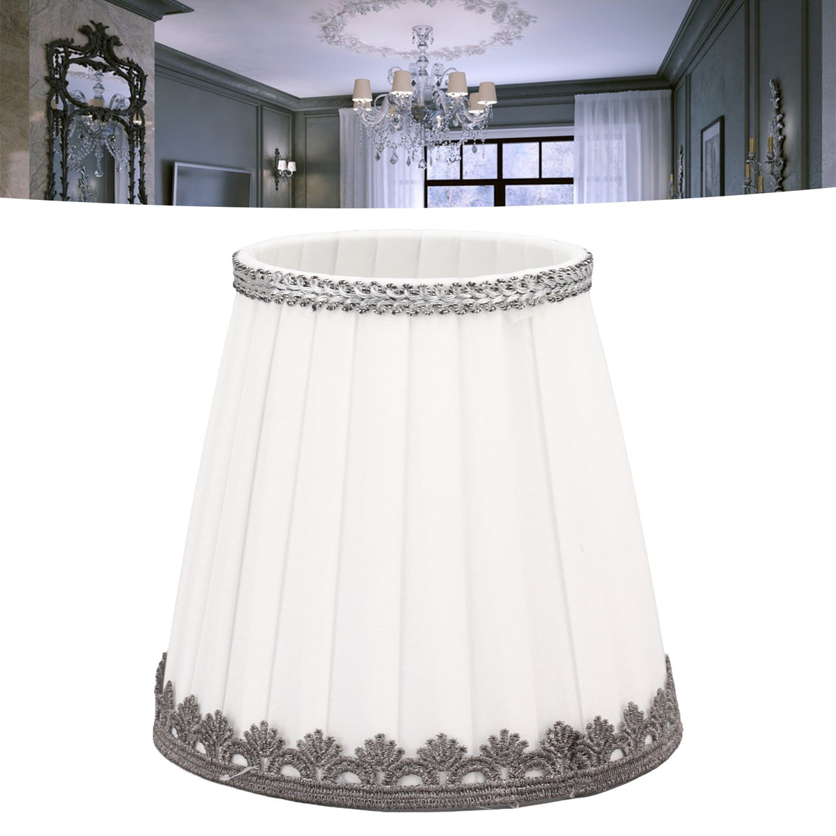 6 Pcs Small Lamp Shade Clip On Type Fabric Lampshade Modern Simple E14 Candle Bulb Lamp Cover