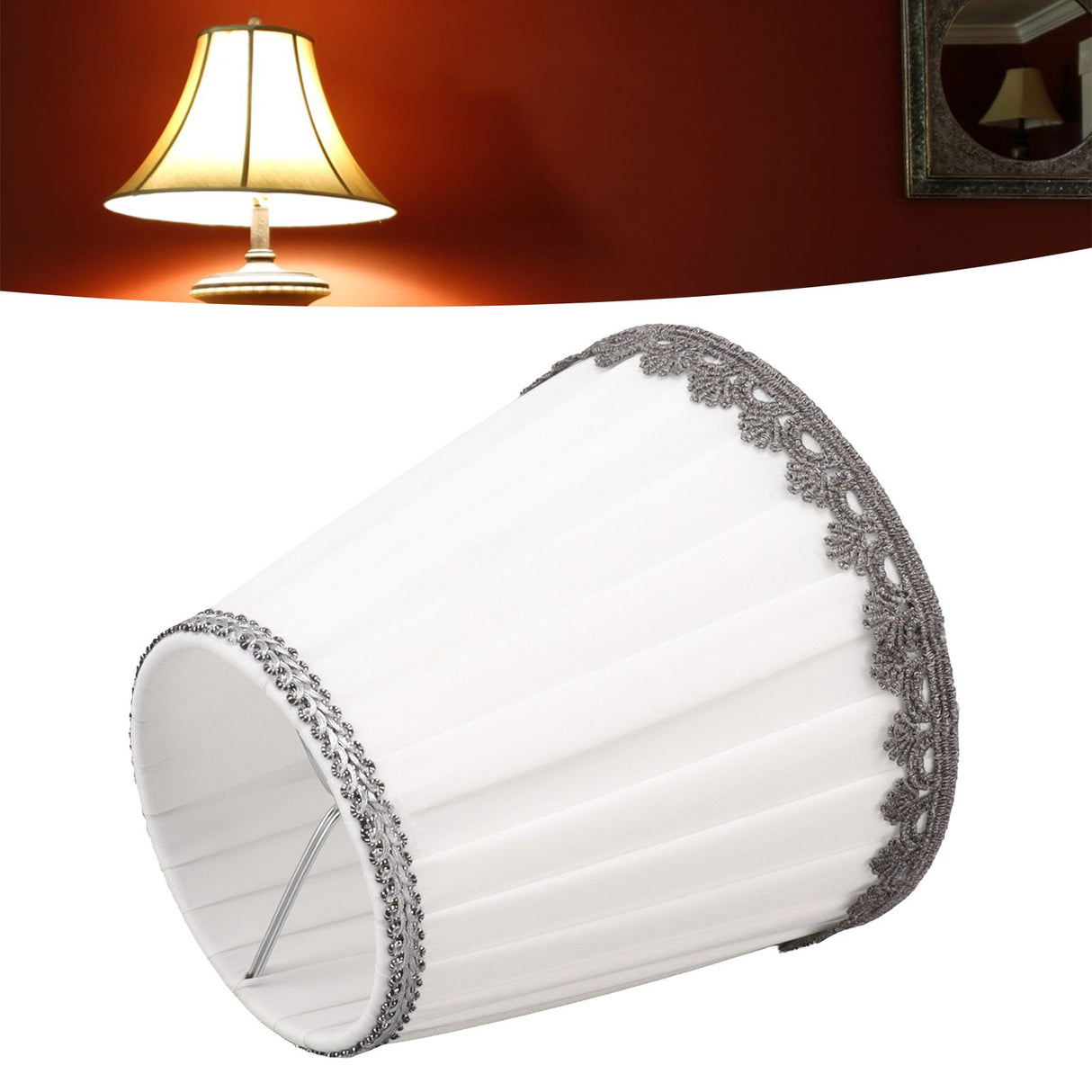 6 Pcs Small Lamp Shade Clip On Type Fabric Lampshade Modern Simple E14 Candle Bulb Lamp Cover