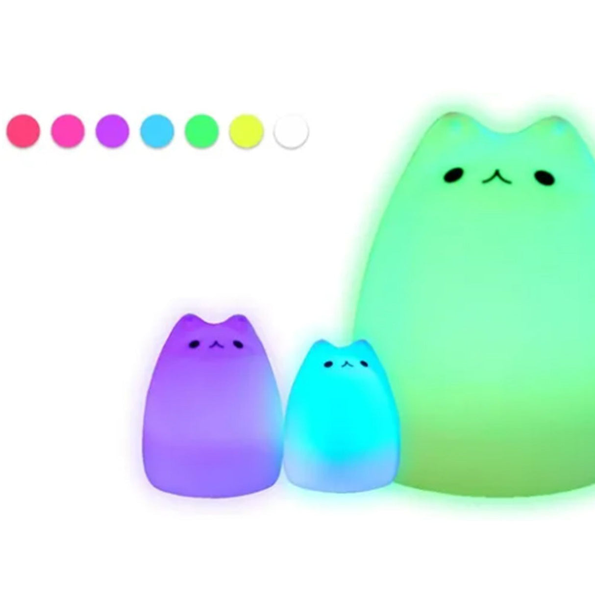 Cute Cat Night Light for Kids 7 Color LED Tap Nursery Night Light USB Rechargeable Bedside Night Lamp