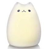 Cute Cat Night Light for Kids 7 Color LED Tap Nursery Night Light USB Rechargeable Bedside Night Lamp - Low Angle
