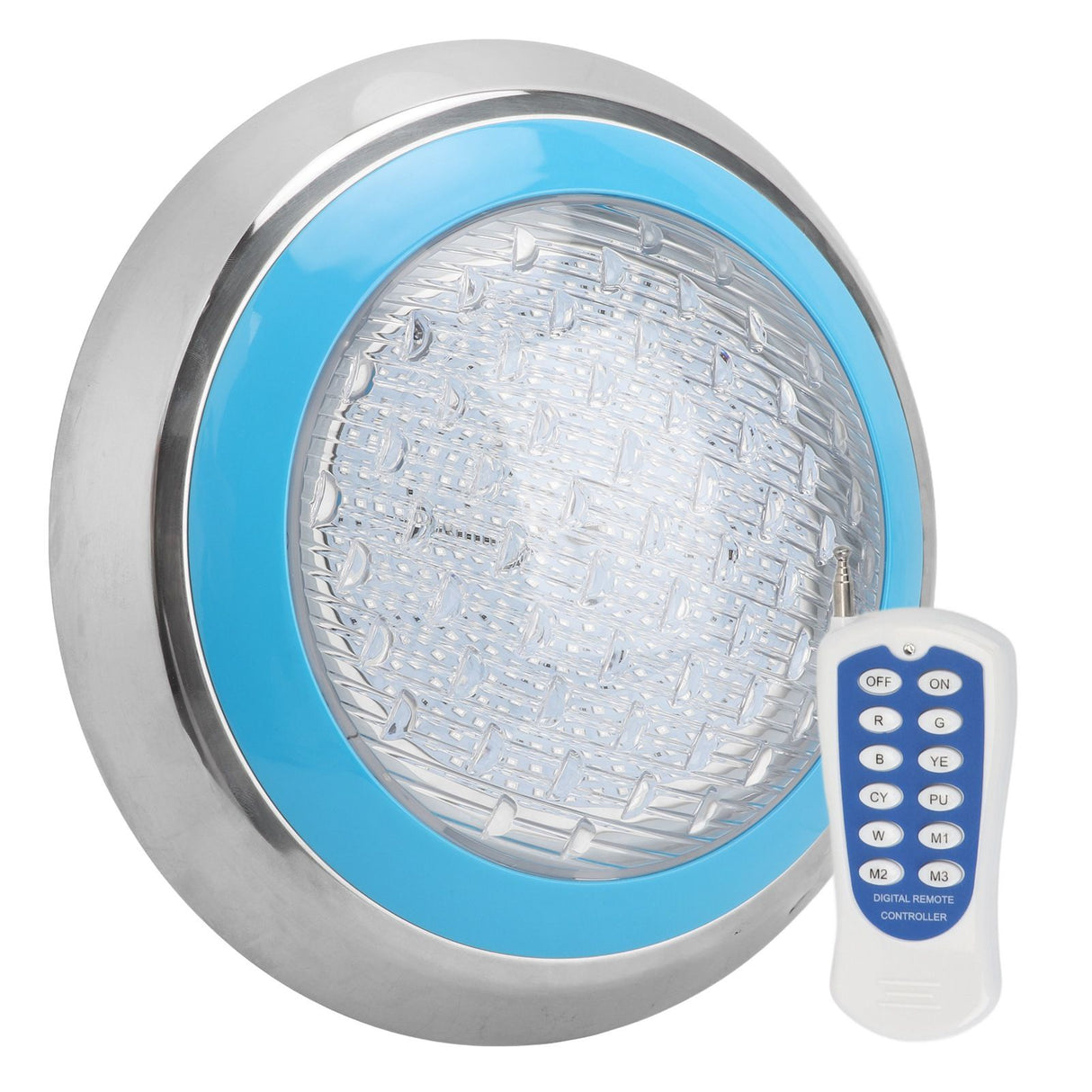 LED Underwater Swimming Pool Light 45W RGB Color Stainless Steel Pool Lamp AC12V Wall Surface Mounted IP68 Waterproof with Remote Controller
