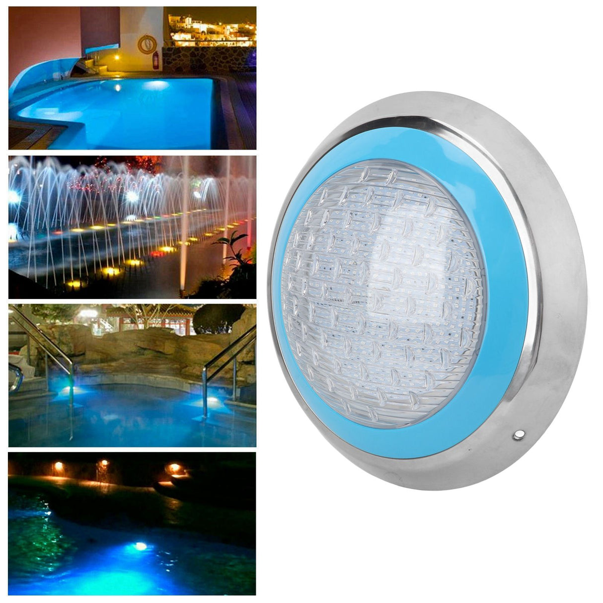 LED Underwater Swimming Pool Light 45W RGB Color Stainless Steel Pool Lamp AC12V Wall Surface Mounted IP68 Waterproof with Remote Controller