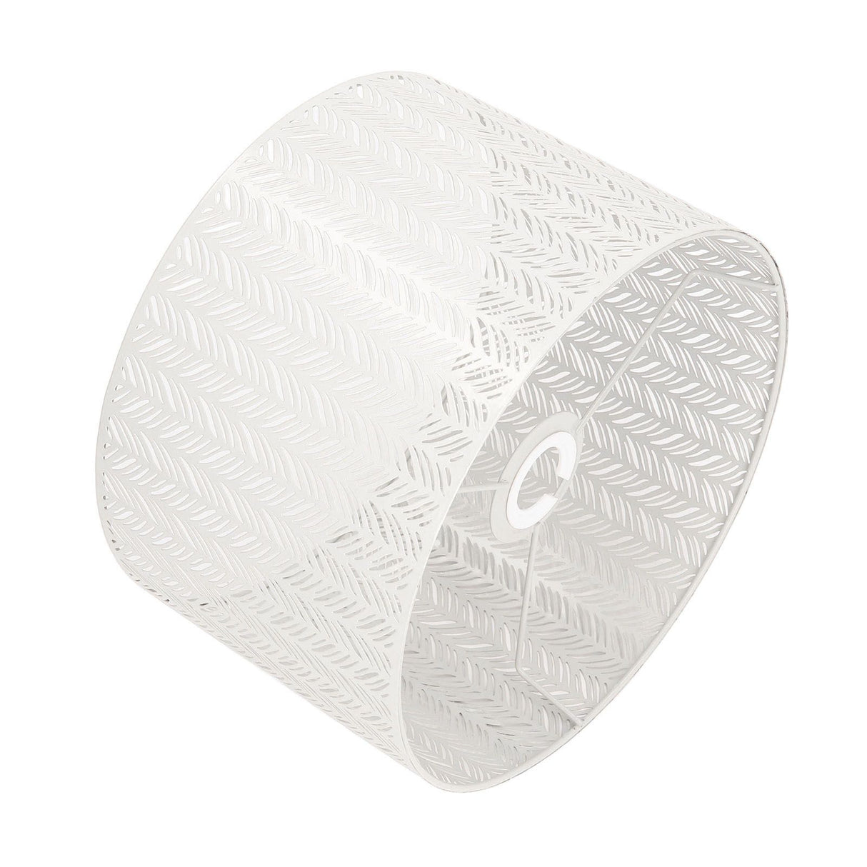 Drum Lamp Shade E27 E14 Clip Fir Leaf Shape Hollow Out Metal Decorative Lampshade Cover for Table Wall Ceiling Lamp White
