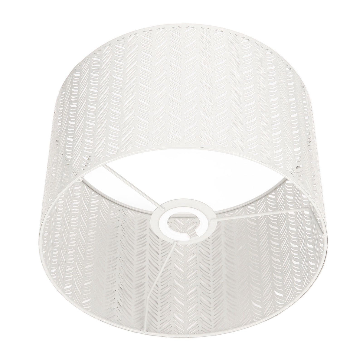 Drum Lamp Shade E27 E14 Clip Fir Leaf Shape Hollow Out Metal Decorative Lampshade Cover for Table Wall Ceiling Lamp White