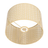 Drum Lamp Shade E27 E14 Clip Fir Leaf Shape Hollow Out Metal Decorative Lampshade Cover for Table Wall Ceiling Lamp Gold - Side View