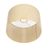 Drum Lamp Shade E27 E14 Clip Fir Leaf Shape Hollow Out Metal Decorative Lampshade Cover for Table Wall Ceiling Lamp Gold - Close-Up Angle