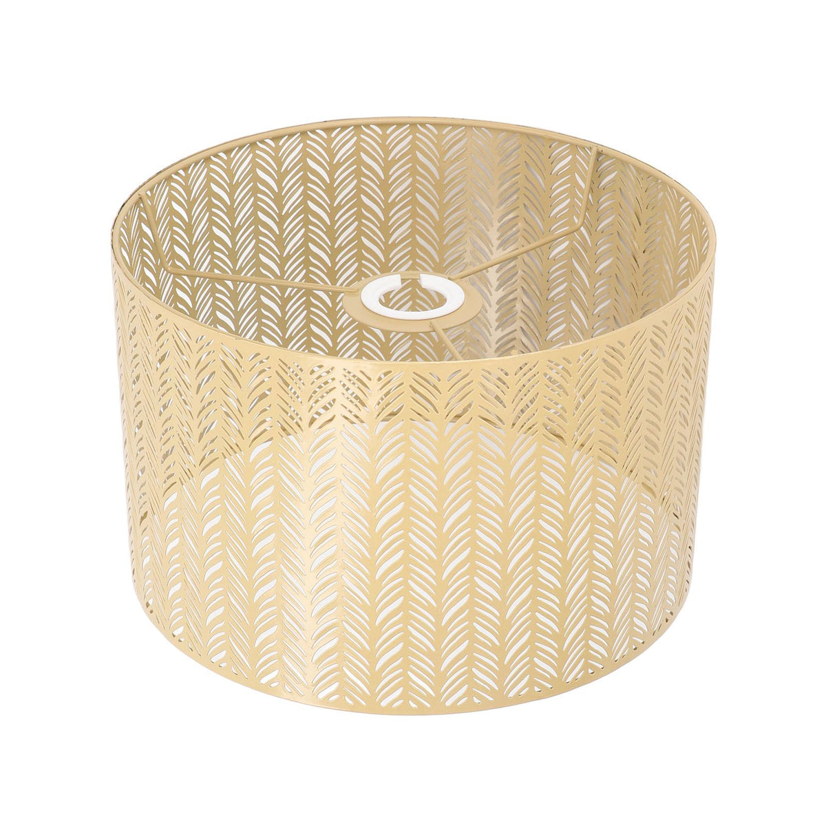 Drum Lamp Shade E27 E14 Clip Fir Leaf Shape Hollow Out Metal Decorative Lampshade Cover for Table Wall Ceiling Lamp Gold