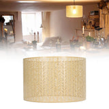 Drum Lamp Shade E27 E14 Clip Fir Leaf Shape Hollow Out Metal Decorative Lampshade Cover for Table Wall Ceiling Lamp Gold - Extra Image