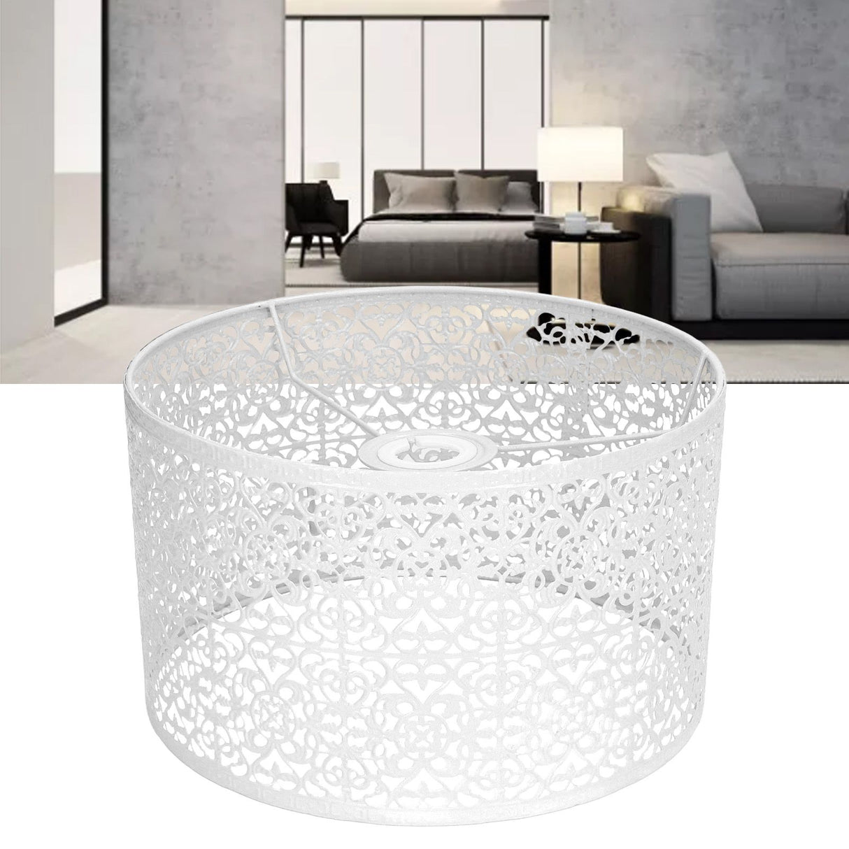 Lamp Shade Hollow Out Metal Lampshade E27 E14 Universal Use Good Heat Dissipation Exquisite Lamp Cover White