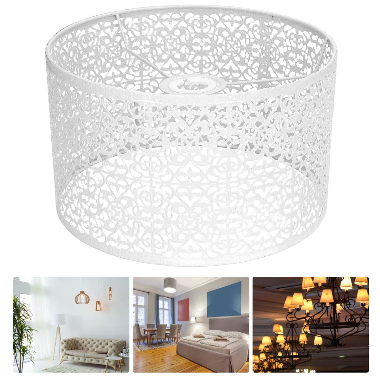 Lamp Shade Hollow Out Metal Lampshade E27 E14 Universal Use Good Heat Dissipation Exquisite Lamp Cover White