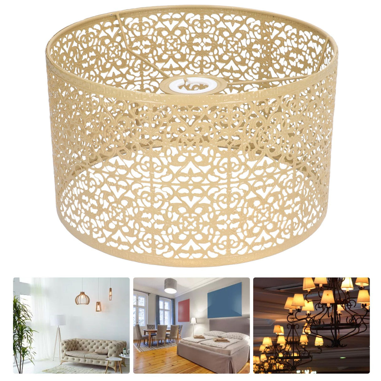 Lamp Shade Hollow Out Metal Lampshade E27 E14 Universal Use Good Heat Dissipation Exquisite Lamp Cover Gold