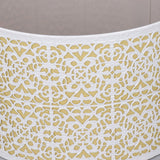 Metal Lampshade Hollow Out Table Light Shade for E27 E14 Caliber Lamp Holder Copper Coin Flower White Yellow Lining - Extra Image