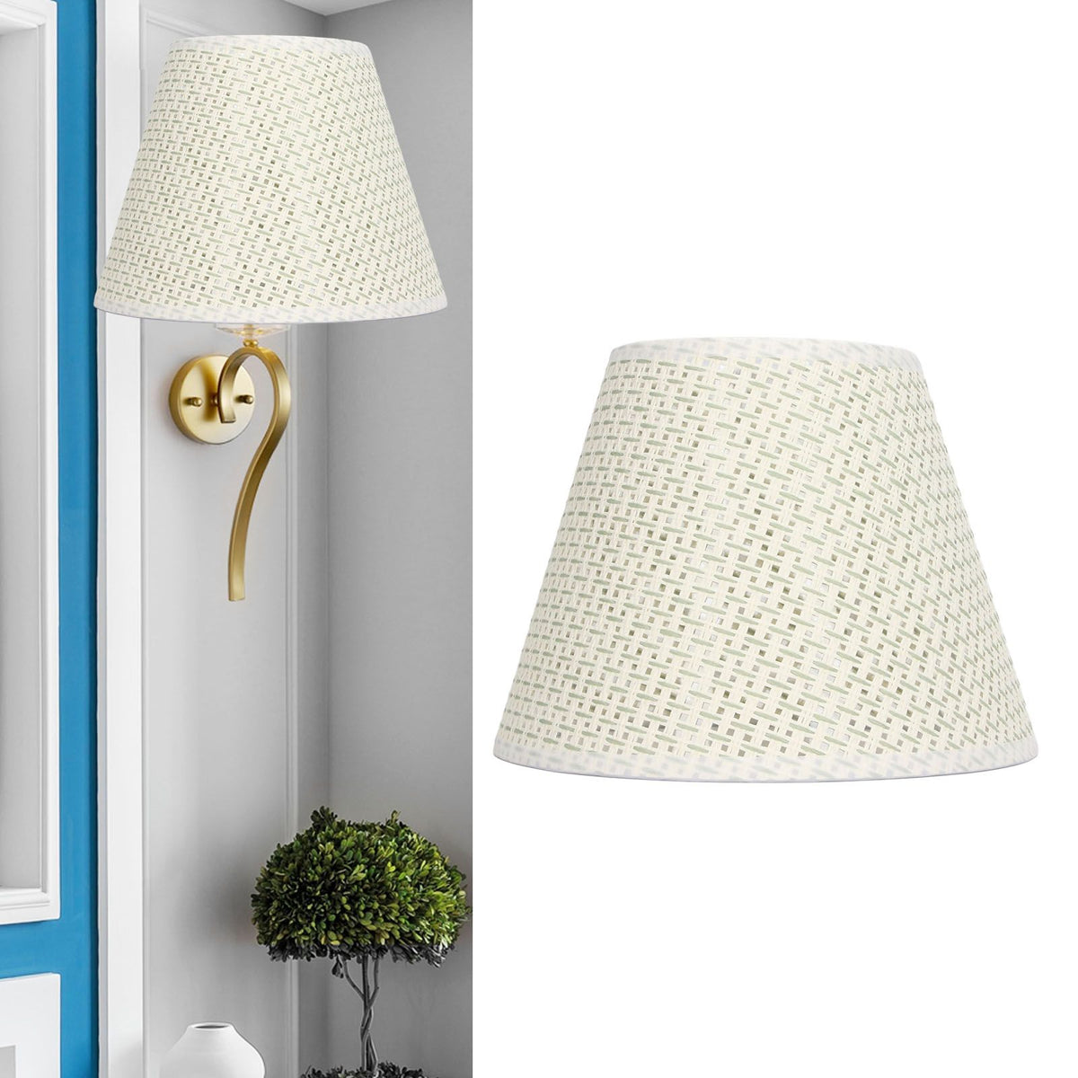 PE Woven Table Lamp Shade Beige Wear Resistant Woven Lamp Cover for E27 E14 Caliber Lampholder