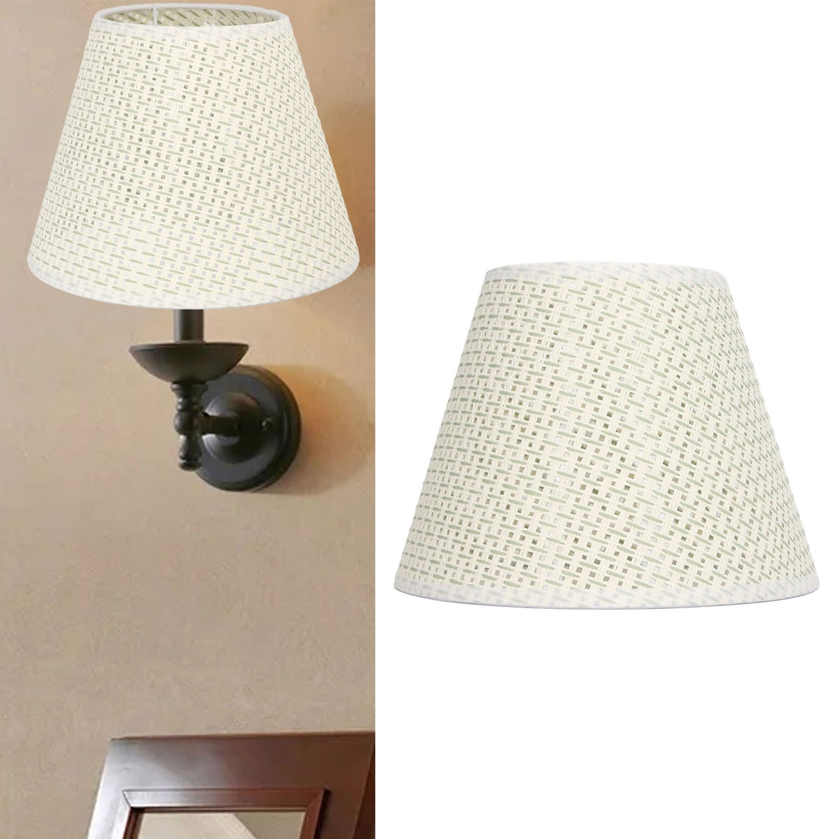 PE Woven Table Lamp Shade Beige Wear Resistant Woven Lamp Cover for E27 E14 Caliber Lampholder