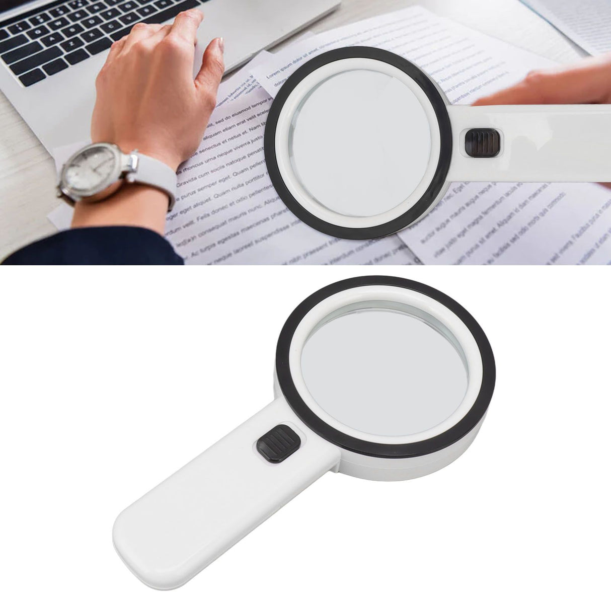 30X Handheld Large Magnifying Glass UV Banknote Inspection Magnifying Glass 12 LED Illuminated Lighted Magnifier For Reading Antique Jewelry Appreciation